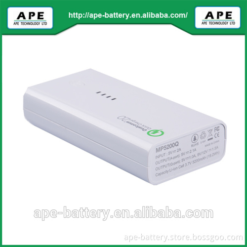 Built-in Qualcomm Quick Charge 2.0 small volume protable power bank MP5200Q